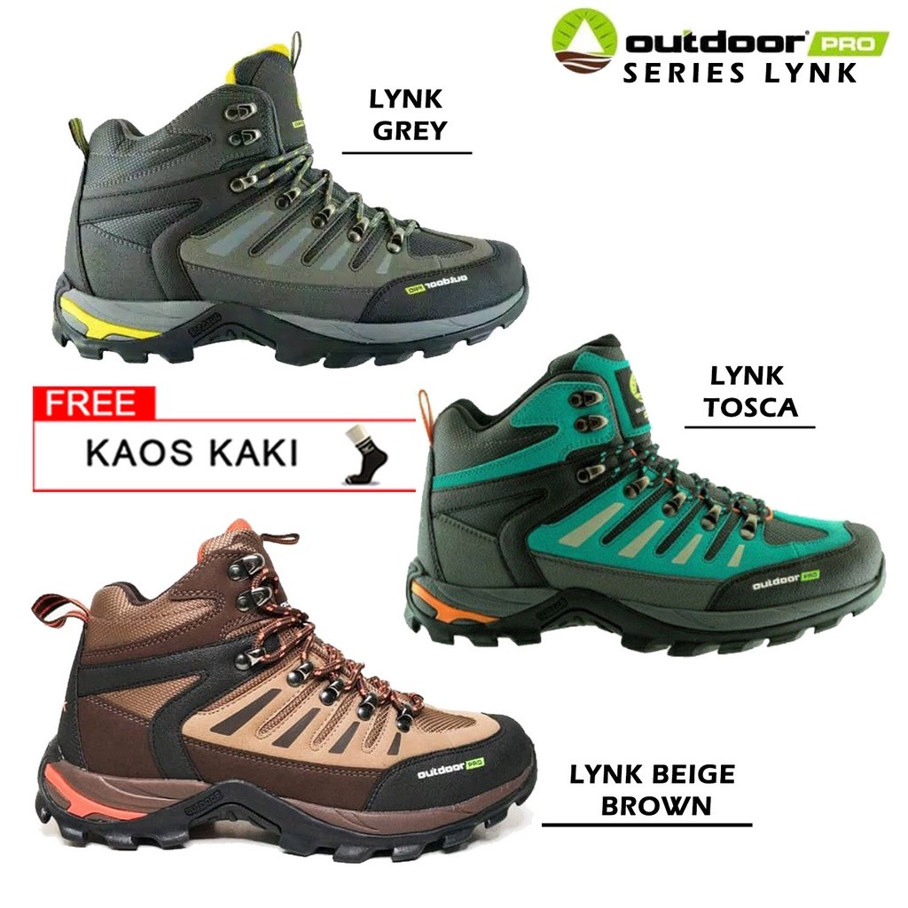 Sepatu Hiking Outdoor Pro LYNK Warna Beige Orange - Sepatu Gunung Outdoor Pro Lynk Original