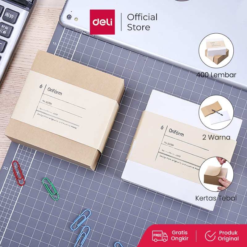 

Deli Memo Paper / Kertas Memo 400 Lembar Warna Putih Gading/Coklat 21708 21709