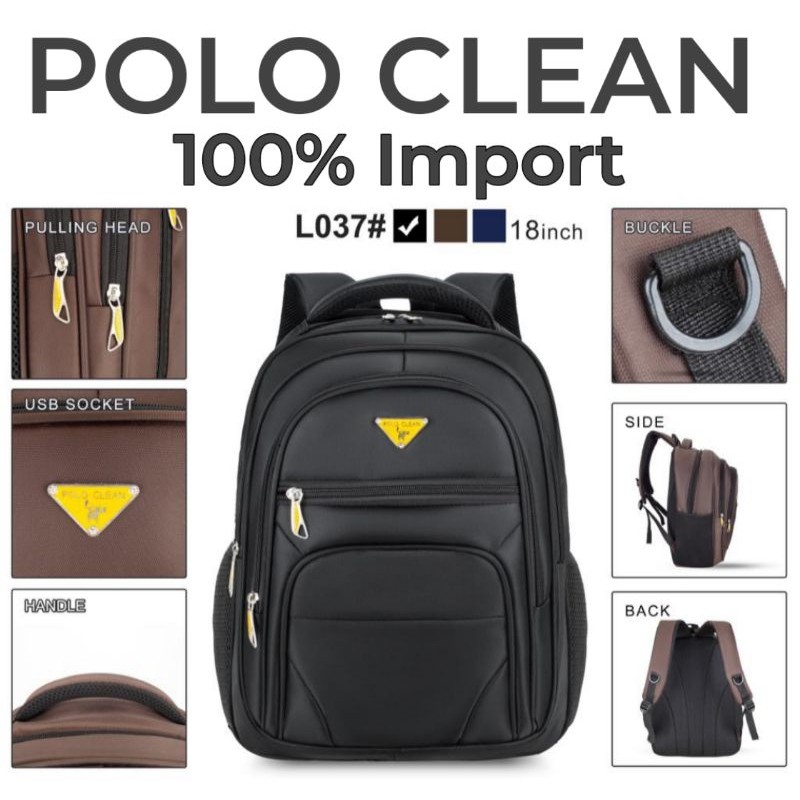 POLO WISDOM Ransel tas laptop backpack 18 inch 100% original import tas ransel sekolah tas kerja pri