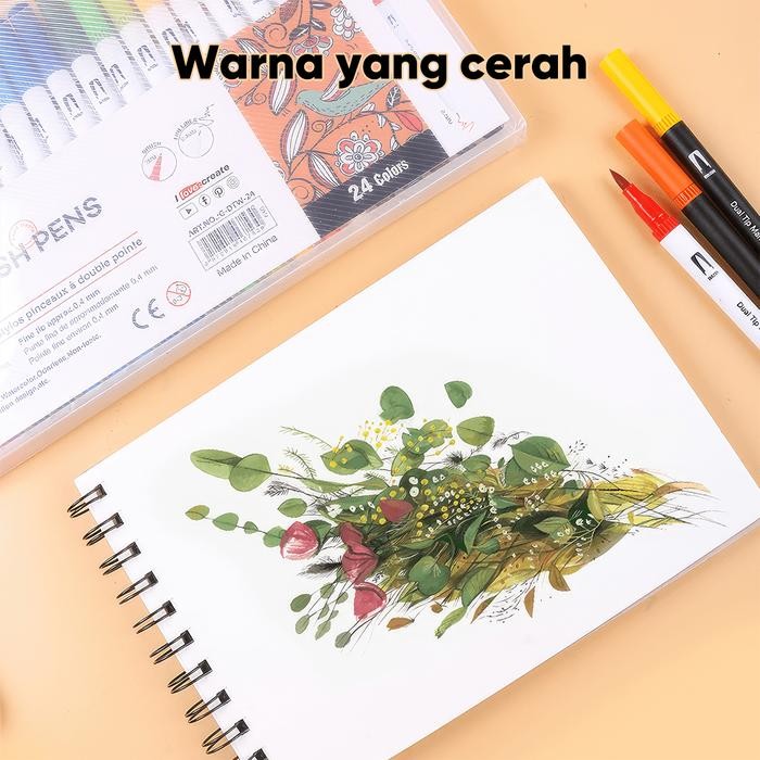 

TERLARIS! Giorgione Markers Brushpen Dual Tip Marker Pen Pulpen Outline Dua Ujung G-DTW - 12 Warna