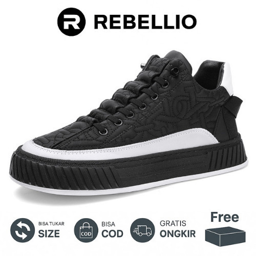 Rebellio (SALE) Sepatu Sneakers Hitam Pria Fashion Casual Kekinian Im121544