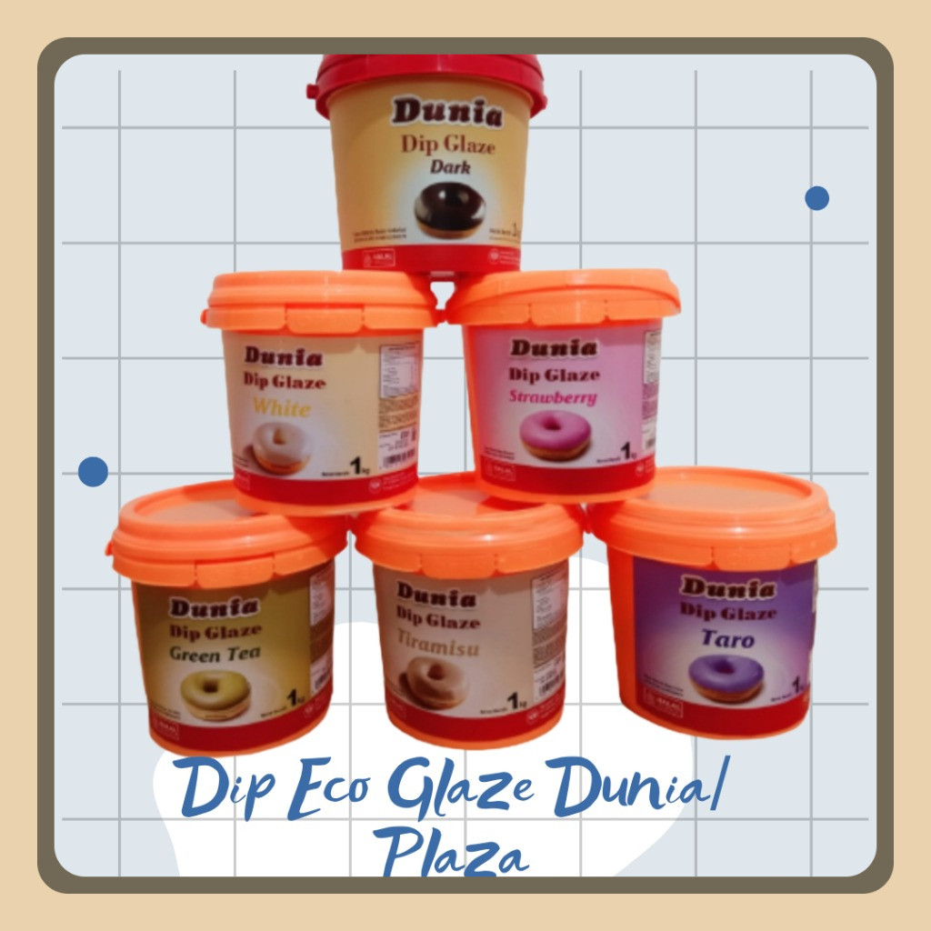 

Dunia Dip Glaze Eco / Plaza Dip Glaze Eco 1 Kg / Glaze Dunia 1kg / Glaze Donat / Topping Donat / Glaze Murah / Glaze Topping