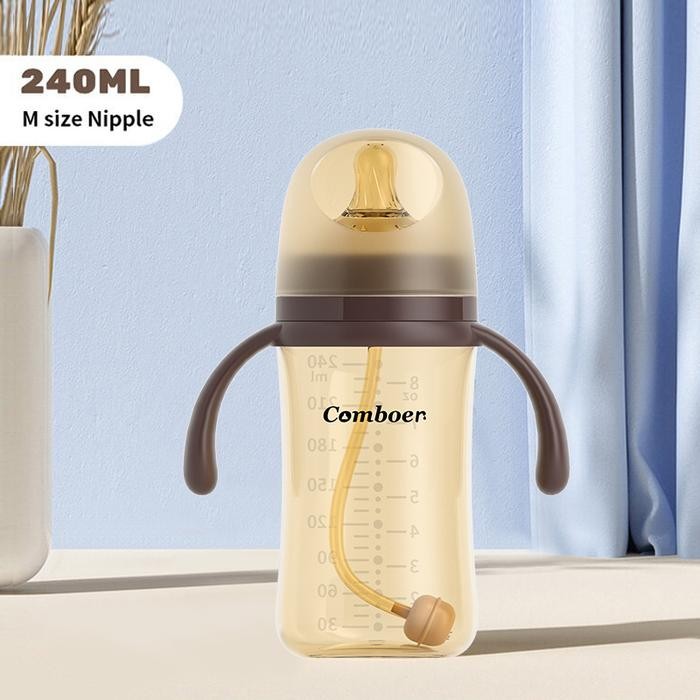 [Promo]New Arrival Comboer botol susu anak 1 tahun Botol susu bayi bahan PP (Leher lebar) kombinasi 