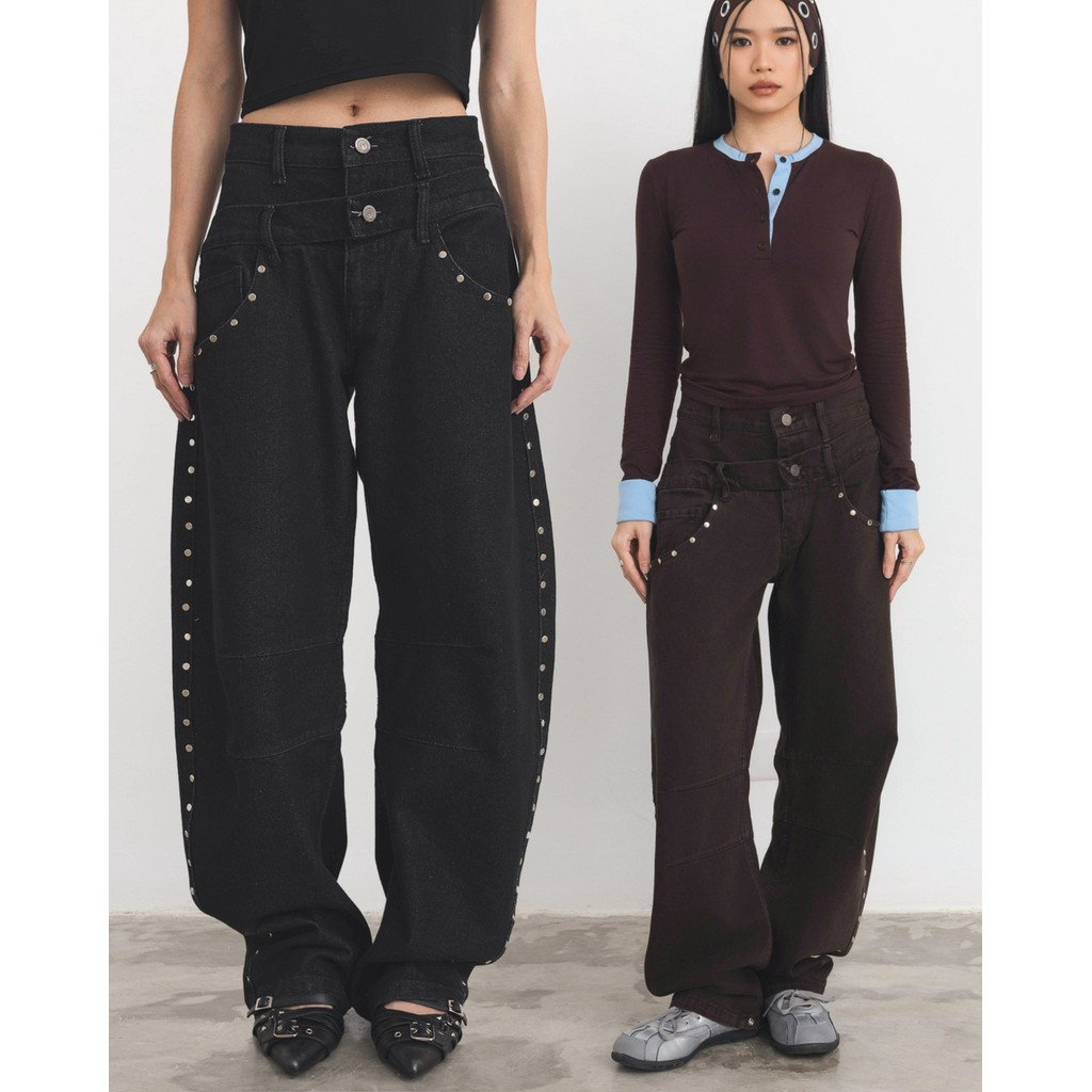 CATHA - Riveted Double Waist Jeans