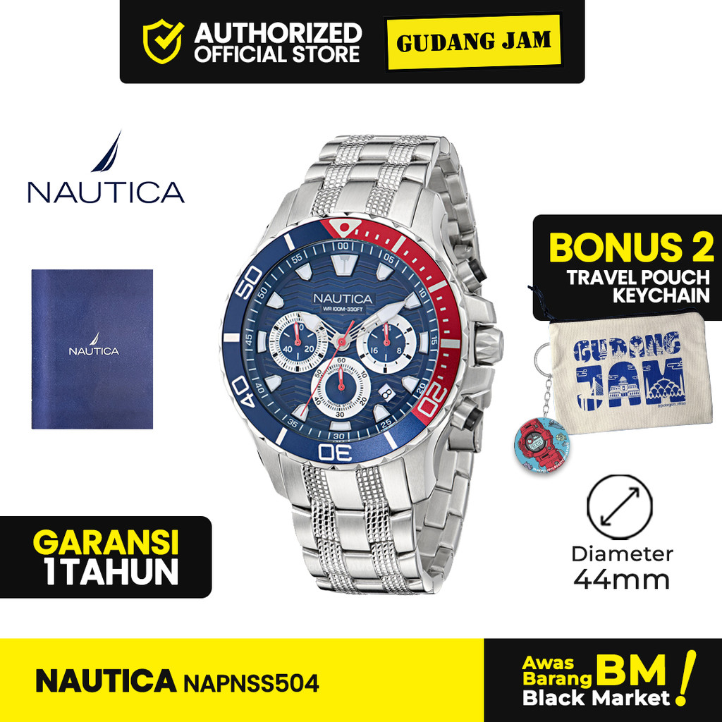 Nautica Pria NAPNSS504 NST Chronograph Stainless Steel Watch