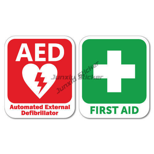 

AED Defibrillator & First Aid Sticker Decal Safety Sign Car Vinyl Scratch-Proof Sunscreen