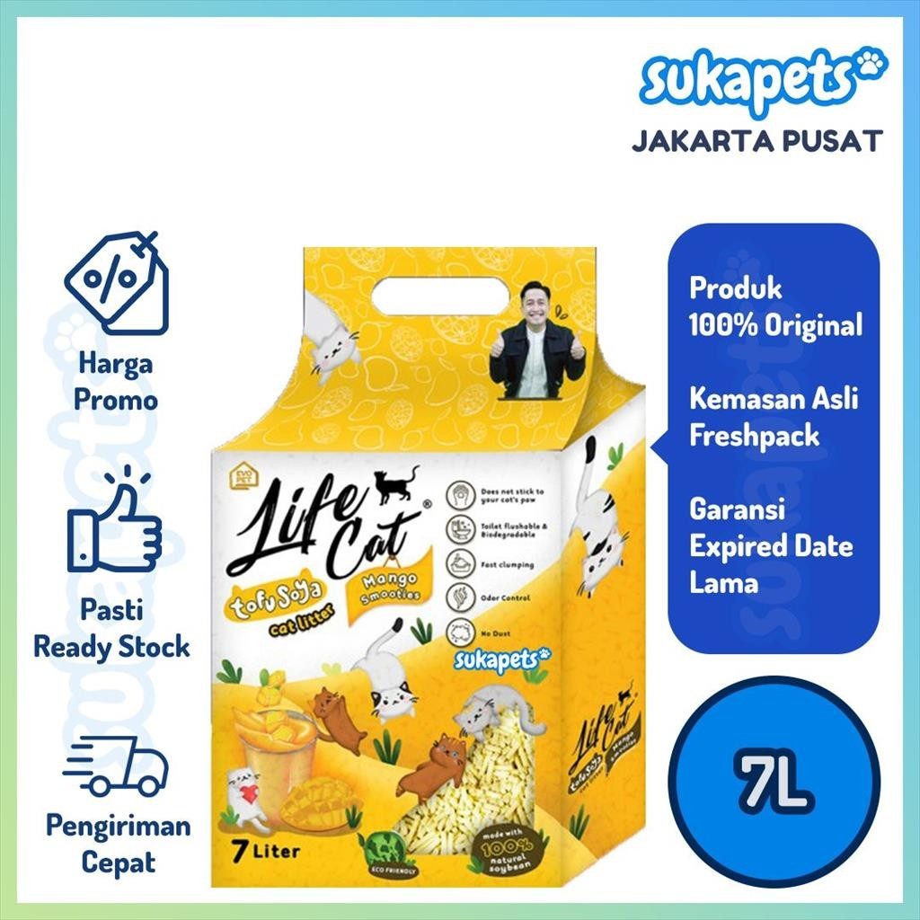 Life Cat Tofu Soya Pasir Kucing Gumpal Cat Litter Mango Smoothies 7L CO