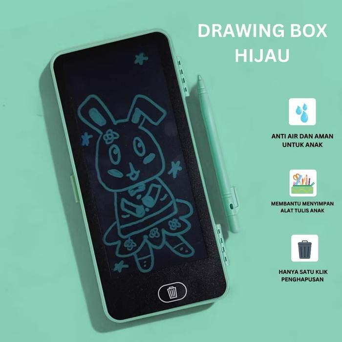 

AHHA Kotak Pensil Case Lcd Writing Drawing Box Case Pencil Drawing Pad Edukasi 2in1 Mainan Tablet gambar - KP LCD - Hijau