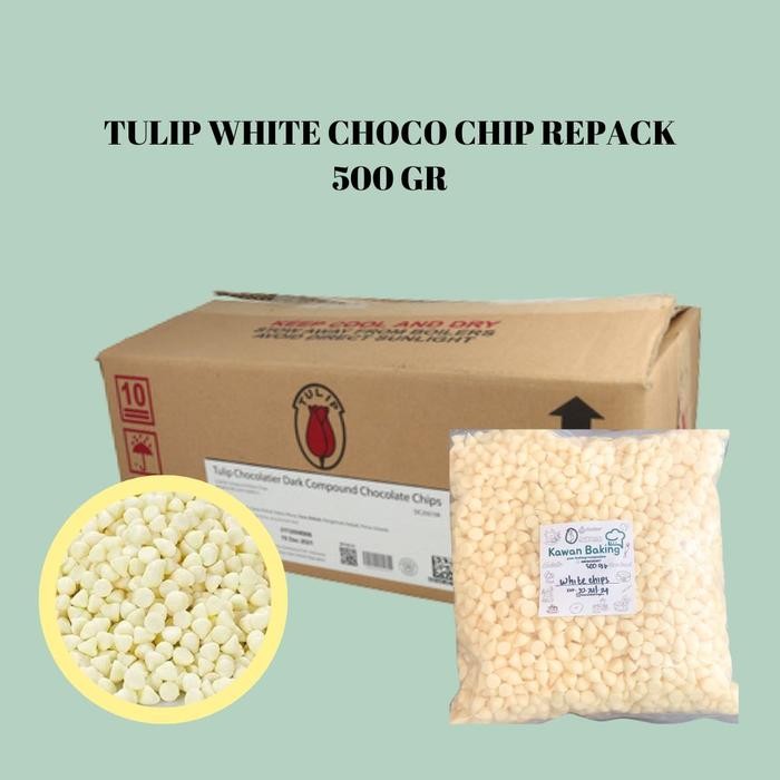 

CHOCO CHIP WHITE CHOCO 500GR MERK TULIP REPACK - CHIP COKLAT PUTIH [terlaris]