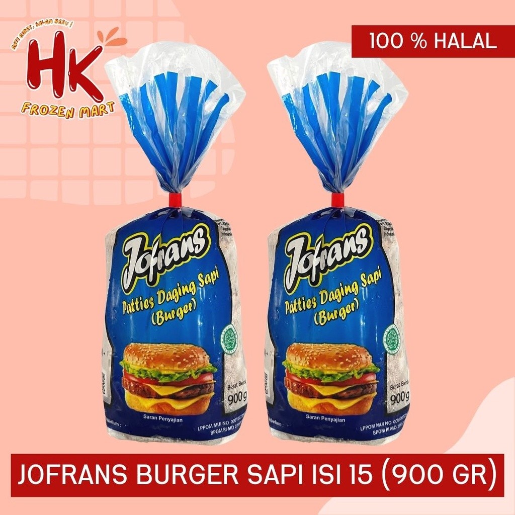 

Jofrans Burger Sapi 900 gr isi 15 (jofran isian patties daging beef) HK Frozen Mart