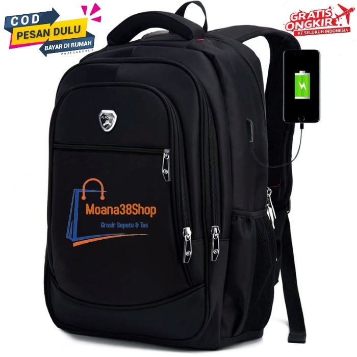 TAS RANSEL PRIA  Dewasa Remaja Kerja Seminar Punggung Laptop PRIMIUM Original Polo BACKPACK P182 Tas