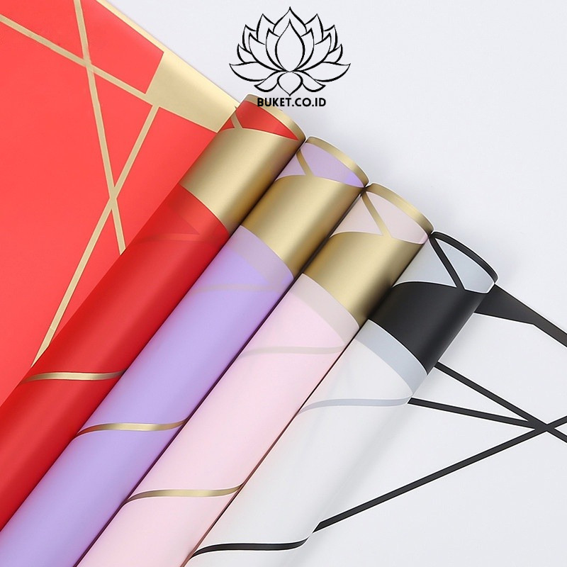 

(1 LEMBAR) kertas buket cellophane diagonal abstract line flower wrapping