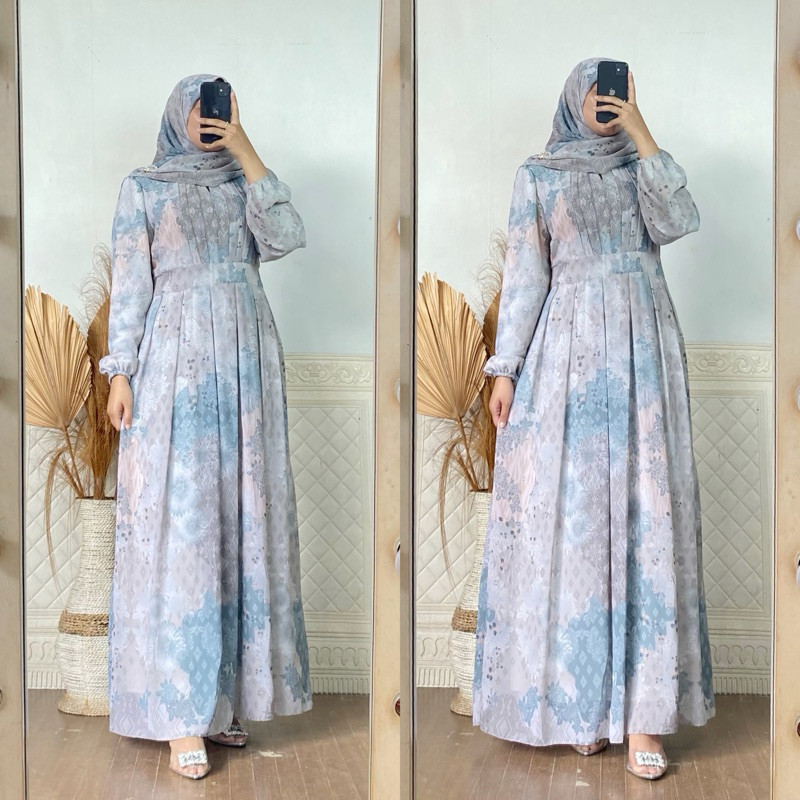 Z5 Odelia - Alisa Maxy / Maxy set jilbab /Ceruty Chifon / Gamis ceruty plisket premium
