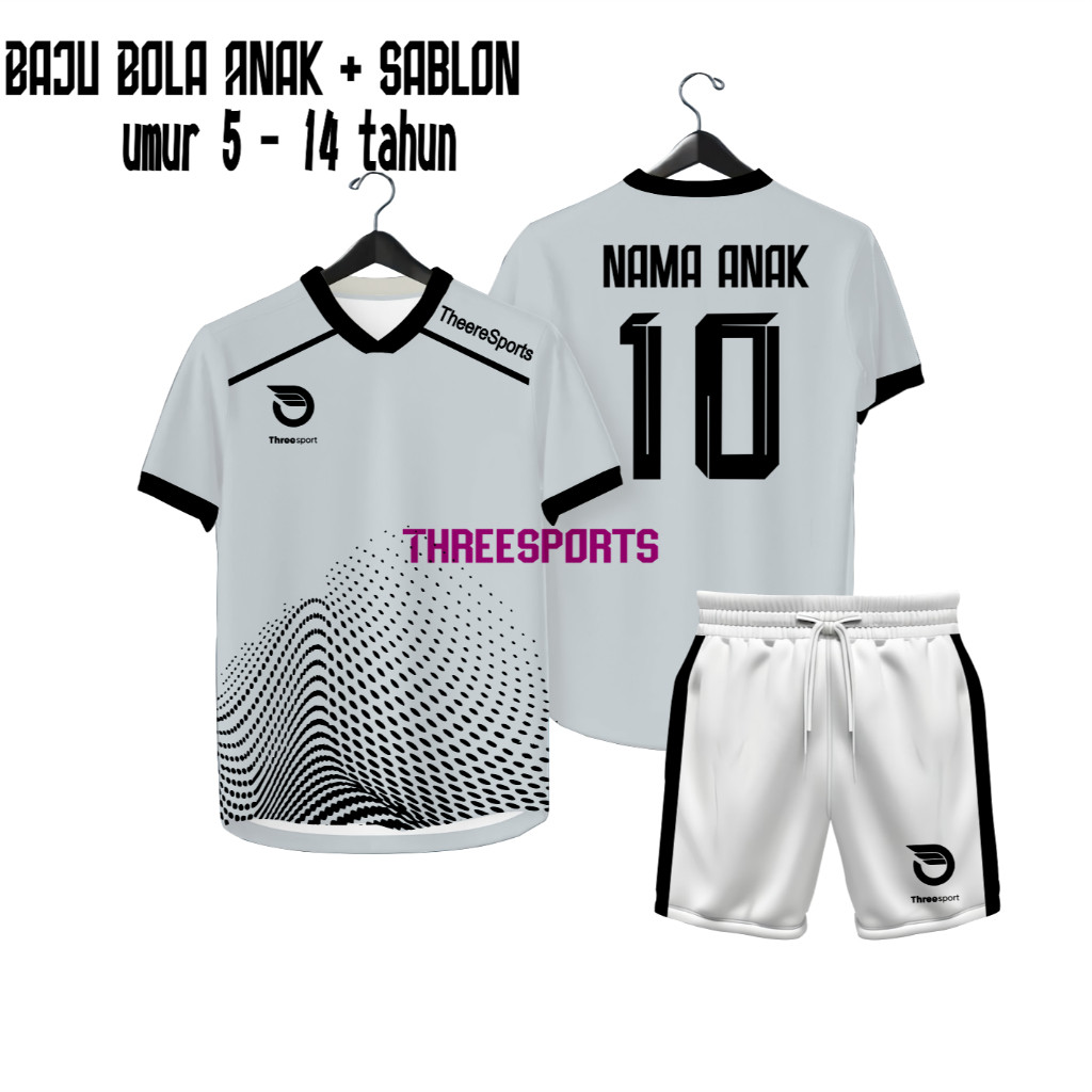 Baju Anak Sablon Nama + Nomor Setelan Baju Anak Jersey Futsal