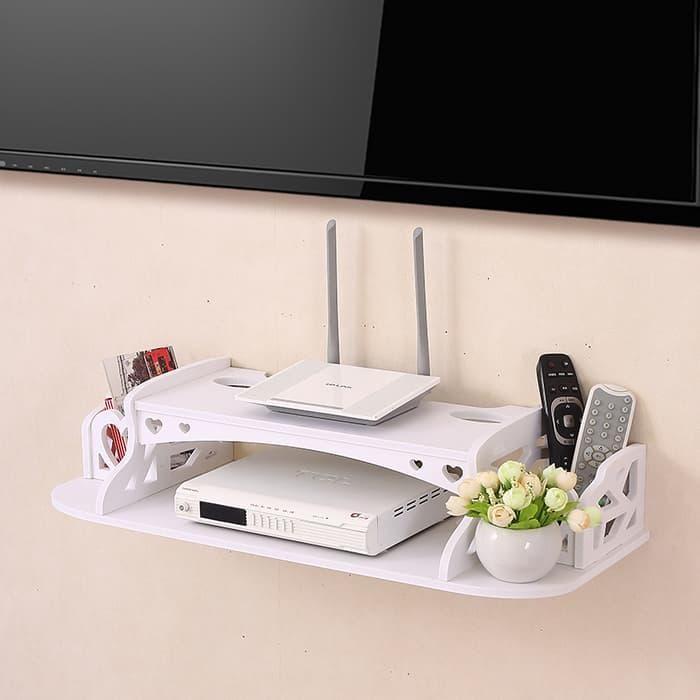 rak dinding gantung wifi multifungsi floating vintage 3 layer JM050 - 1 sekat