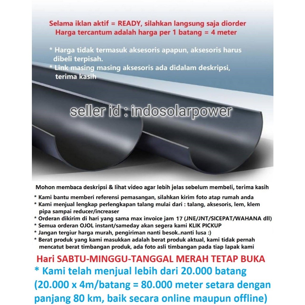 MASPION 6" TALANG Air 6 Inch setengah Lingkaran Abu Abu Tua untuk kanopi pembuangan air rumah harga 