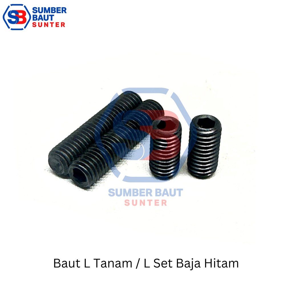 M8x50 Baut L Tanam / L Set Screw Baja Hitam M8 x 50