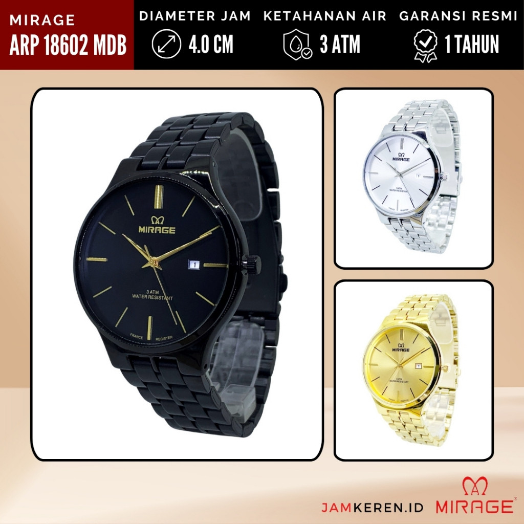 Jam Tangan Pria - Mirage - Jam Tangan Mirage Pria - ARP 18602 M Anti Air Original 100% Garansi Resmi