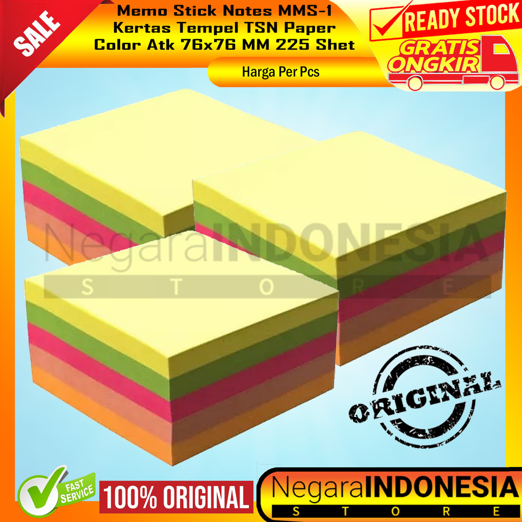 

JK Papers Color Memo Stick Notes MMS-1 Memo Tempel TSN 76x76mm 400 Lembar Kertas Warna Hijau Stabilo Orange Pink Biru ATK Kantor Sekolah Kerja Buku Dinding Styrofoam Momeo Stik RFA Mini Soft Ringkas Kotak