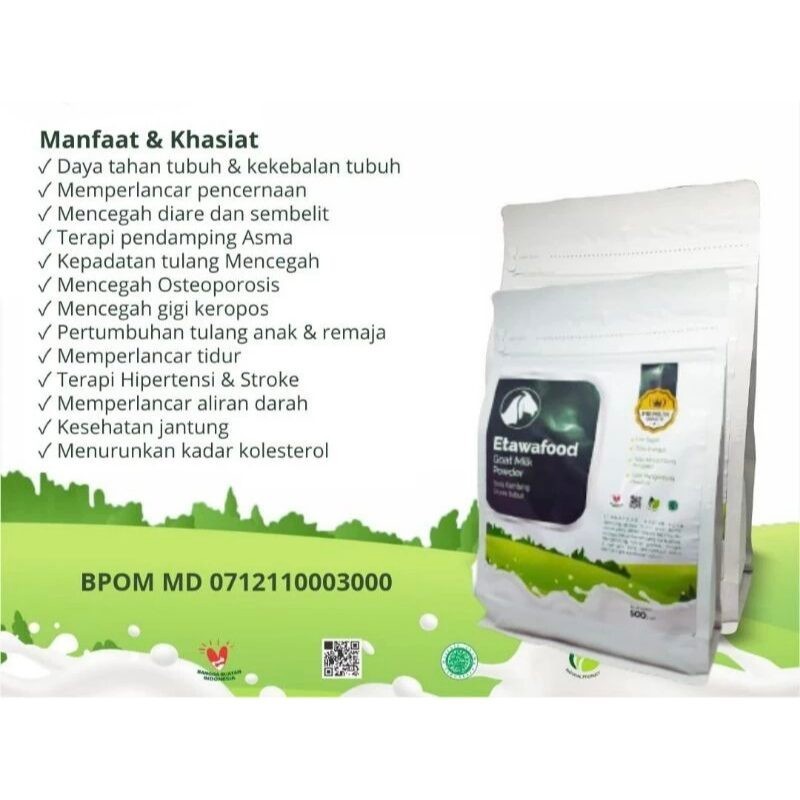 

ETAWAFOOD Susu Kambing Etawa Bubuk 500g dan 1kg - Goat Milk Powder Susu Sehat Keluarga