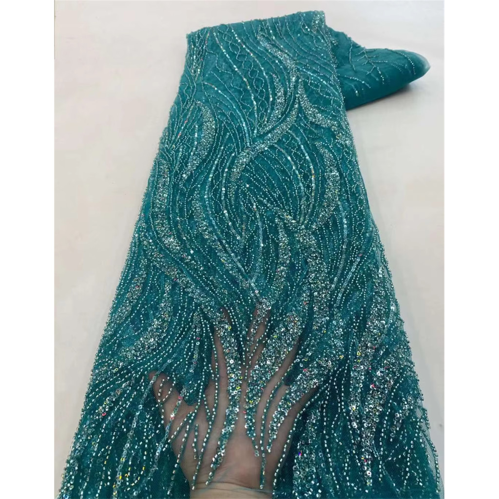 

African Beaded Lace Tulle Fabric, Heavy Handmade, Swiss, Sequin Fabric, Nigerian Wedding, Prom Dress, Sew, High Quality, 2025