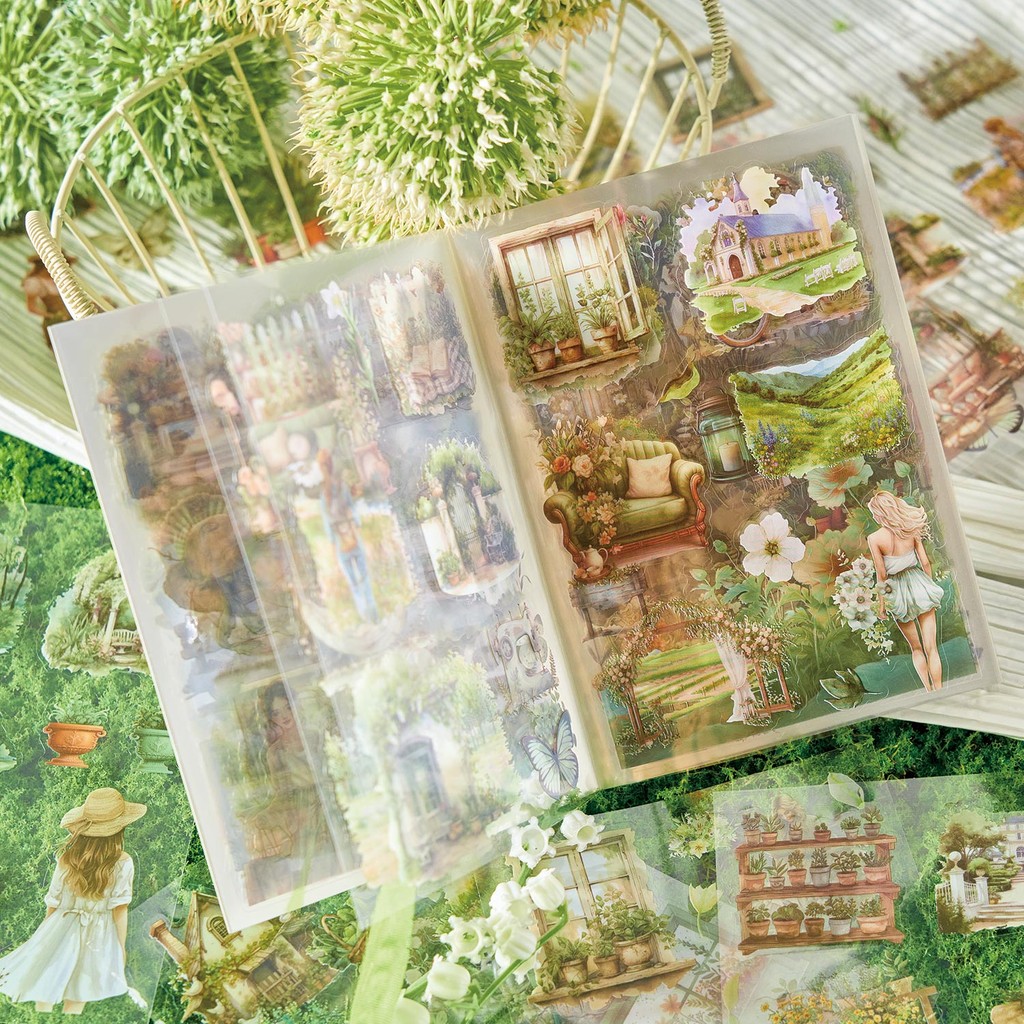 

20 Sheets Four Seasons Scenery Stickers book PET Die cut Decorative handmade Scrapbooking Material Diary Album Craft Supplies