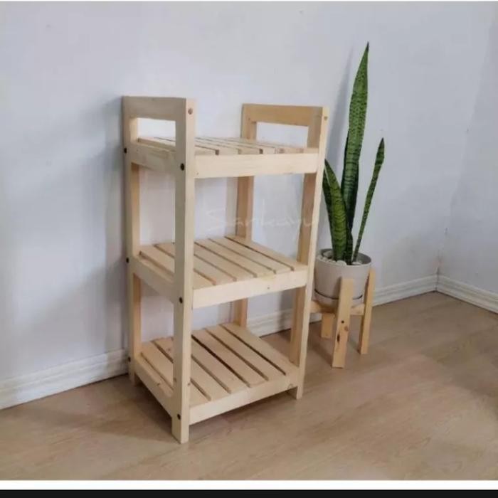rak 3 susun kayu