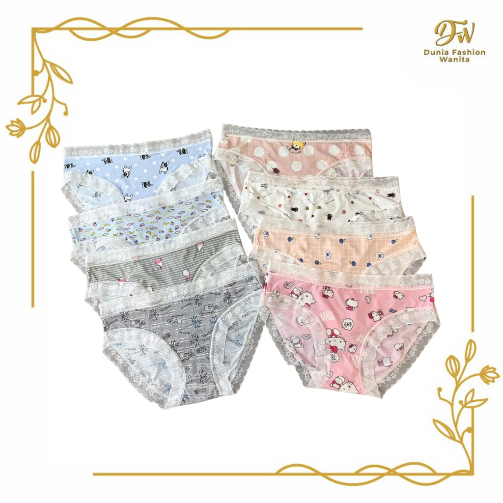 •DFW• Celana Dalam Anak Wanita Renda Motif Kartun Lucu CD Seamless Fashion Korea