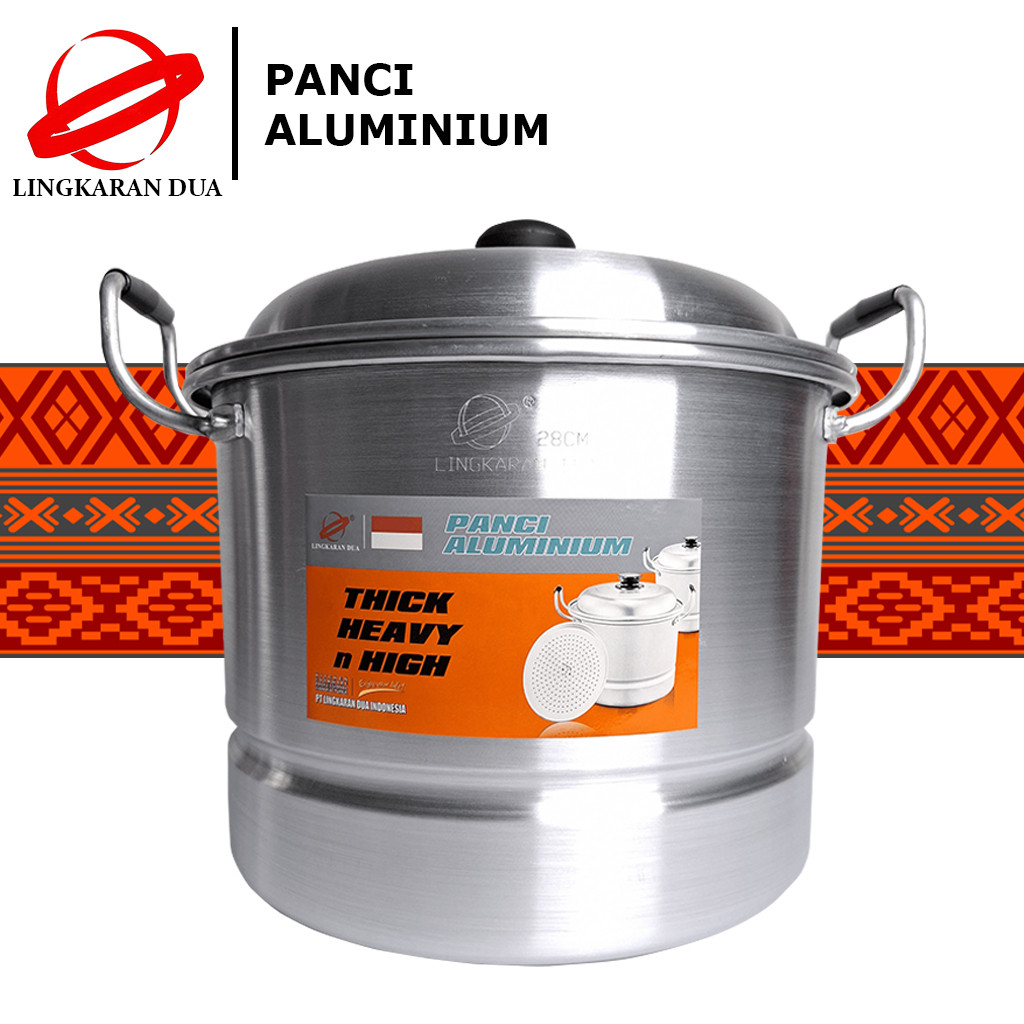 KICLONE_SHOP  Panci Dandang Kukus 22 24 26 28 30 32 36 38 cm Aluminium Lingkaran Dua / Panci Kukusan