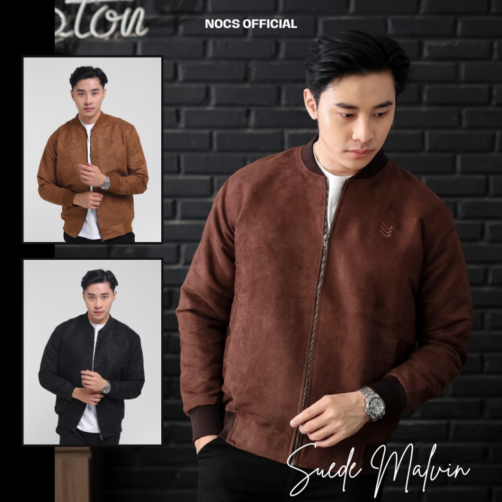 Bomber Jaket Suede Malvin Pria Original Vintage Keren Jacket Tebal Original  Terbaru