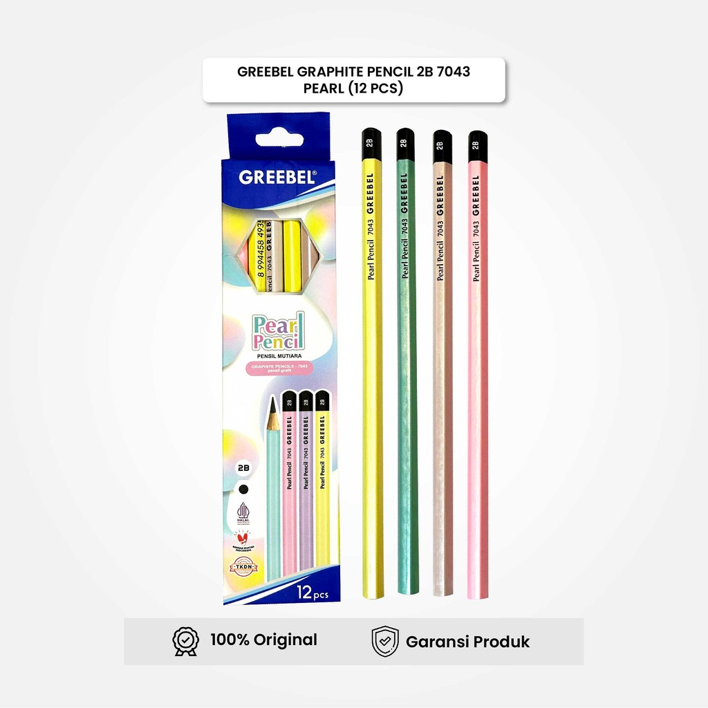 

GREEBEL Pensil kayu 2B 7043 Pearl (12PCS/SET) / Pensil Tulis Karakter Graphite Ujian sekolah Pensil Gambar