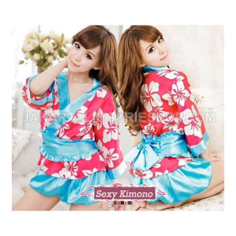 Jakarta Lingerie JLH011 Kimono Blue Red Rok Mini Baju Tidur Wanita Sexy Gstring