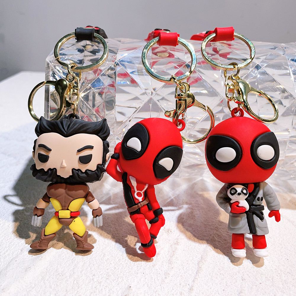 

Cute Doll Pendant Anime Figures Deadpool Q Version Fashion Backpack Keychain Couple Bag Keyring Pendant Birthday Gifts