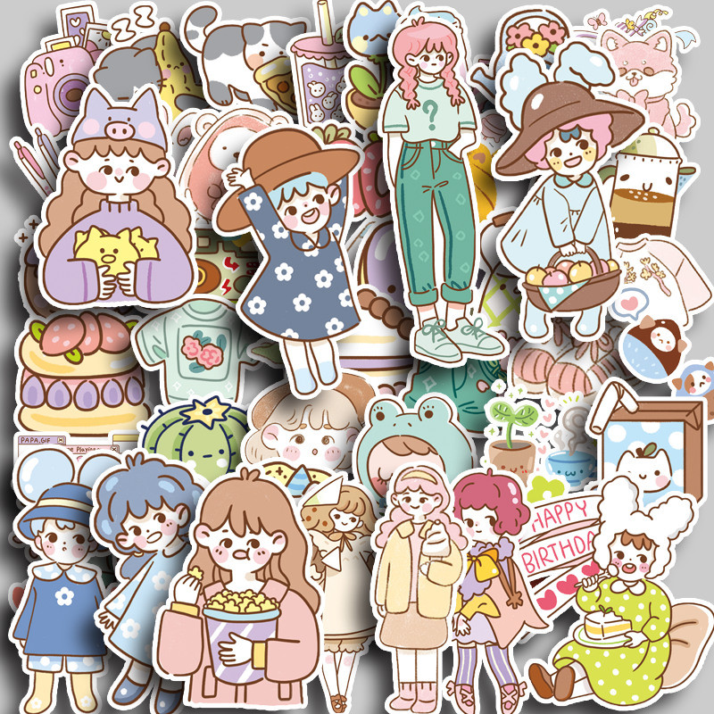 

80pcs Stiker Gadis Kartun Lucu Yang Lucu DIY Untuk Komputer, Washi, Scrapbooking, Laptop, Alat Tulis, Seni, Dan Kerajinan.