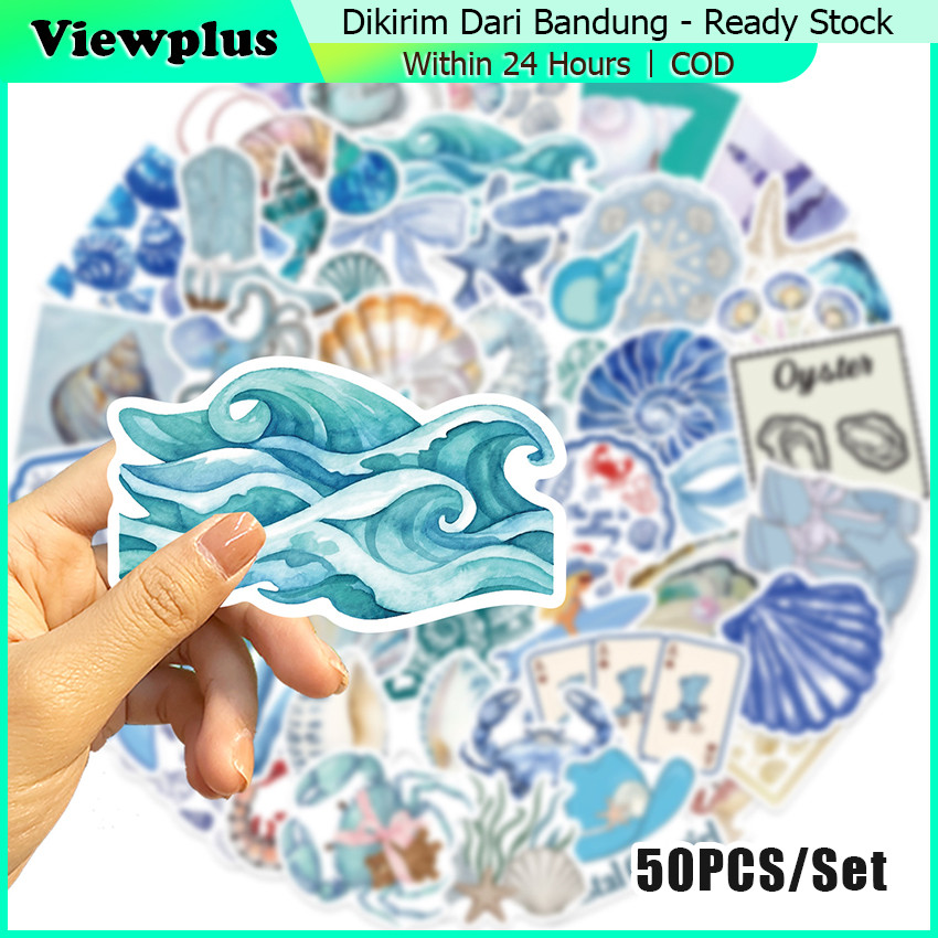 

50Pcs New Kehidupan Laut Stiker Biru Tua INS Stiker Anti Air Stikers Berperekat Waterproof Sticker Decal Buat Motor Helm Buku Journal Koper Casing HP Laptop Botol Minum