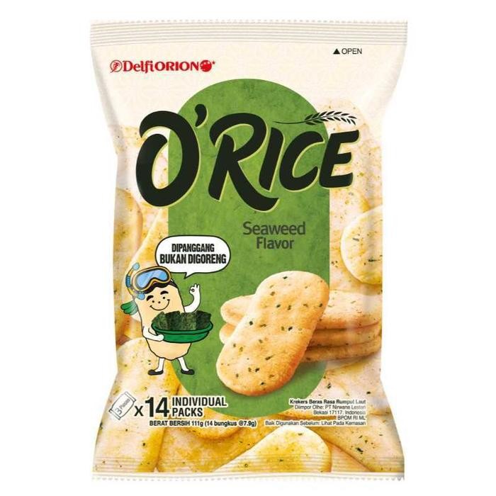 

DELFI ORION O'RICE KRICE SNACK, DELFI K RICE CRACKERS SEAWEED NATURAL CHEESE CEMILAN FOOD CRISPY - SEAWEED