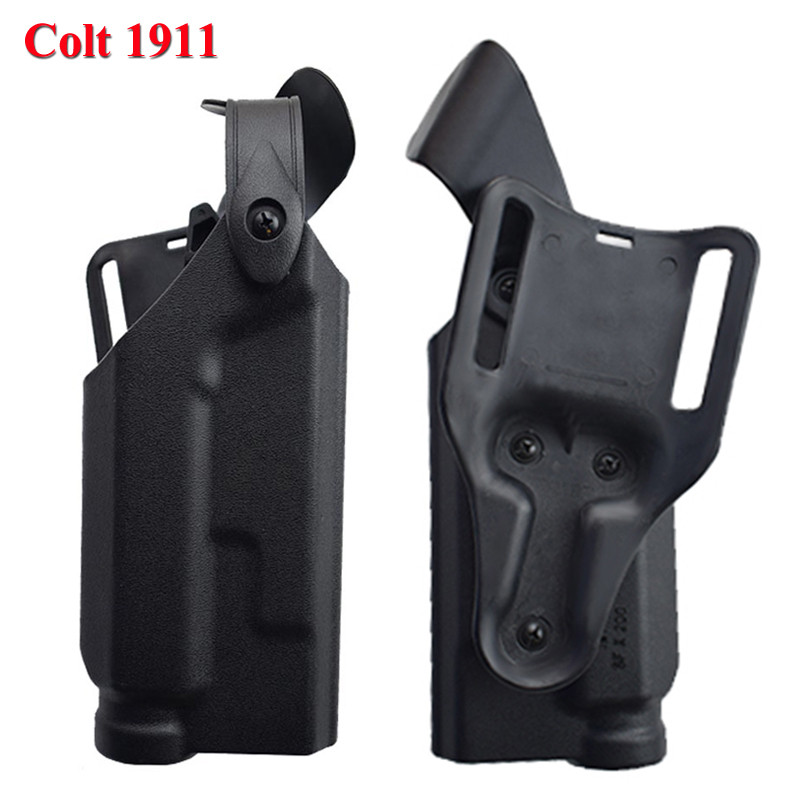 Tactical Colt 1911 Belt Holster Quick Drop Hunting Airsoft Pistol Holster With Flashlight Right Hand