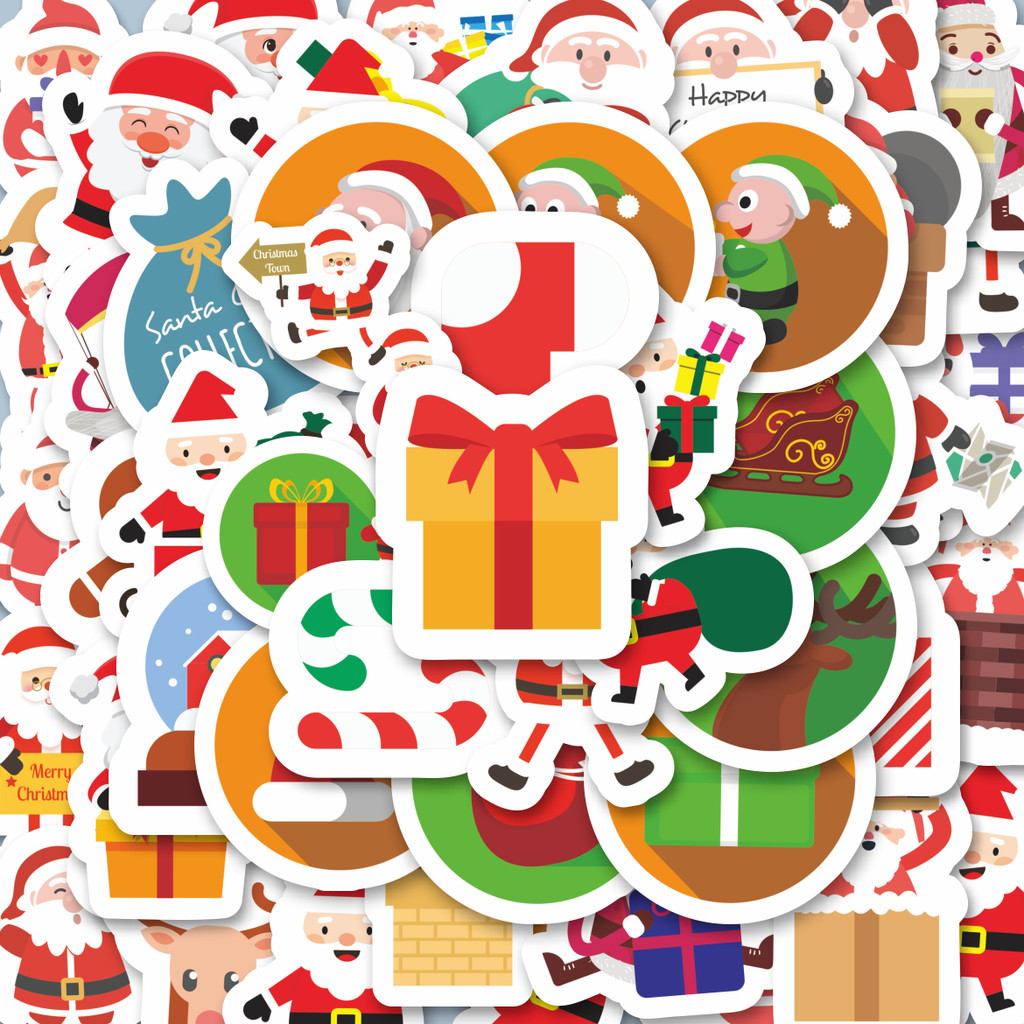 

100PCS Lucu Stiker Perayaan Natal V2 Stiker Aesthetic Stiker Anti Air Stikers Berperekat Waterproof sticker decal buat Motor Helm Buku Journal Koper Casing HP Laptop Botol Minum Hadiah anak