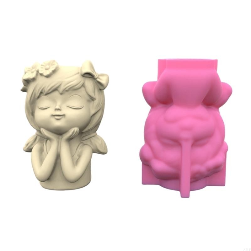 

85LF Bowknot Flower Girl Flower Pot Silicone Mold Epoxy Resin Pot Mould