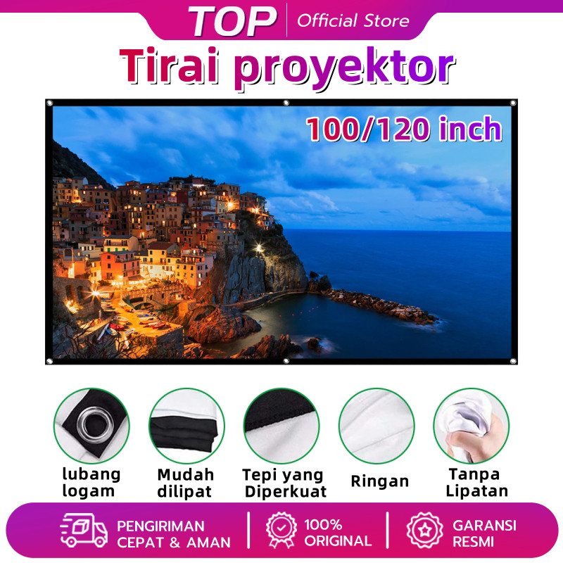 【READY YA】Kain Layar Proyektor HD Lipat Portabel/Anti-light Ambient Screen Curtain/Kain Layar Proyek