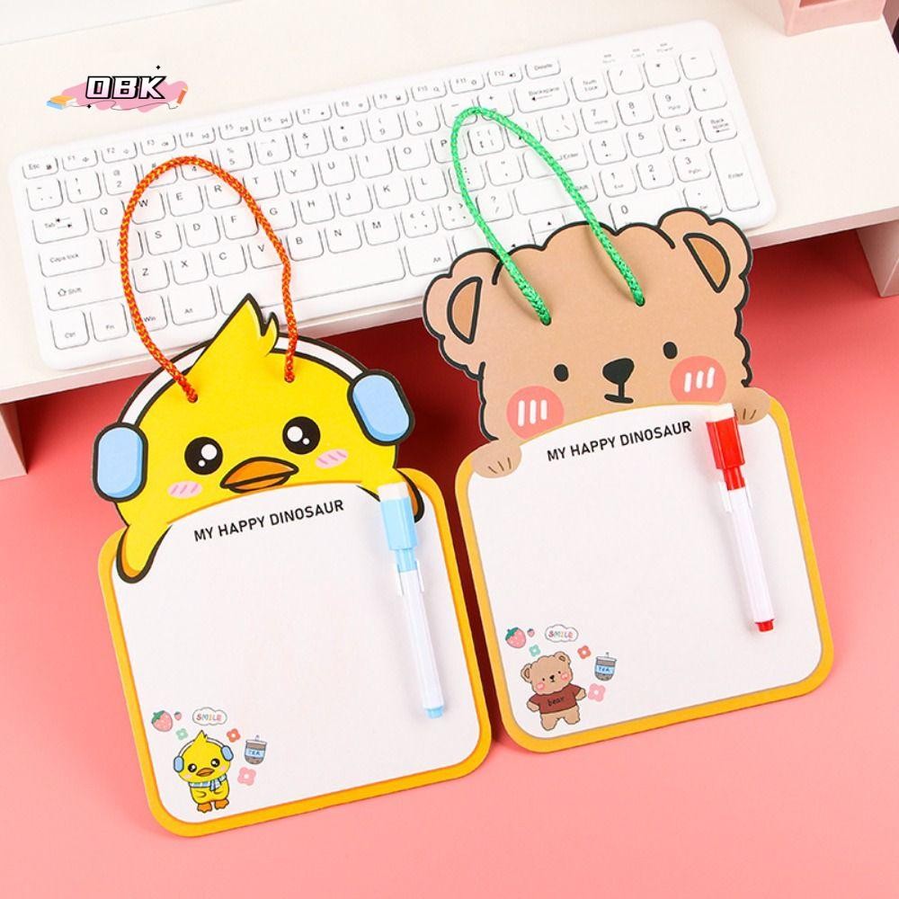 

Multifunction Cute Erasable Whiteboard Creative Reusable Drawing Board Cartoon Animal Shape Suspendable Message Pad Writing