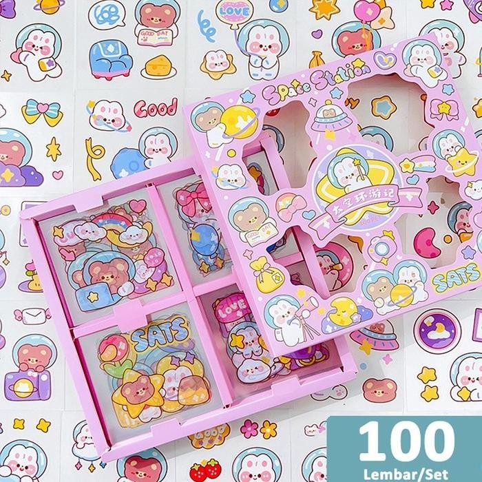 Stiker Cute Sticker Momo lucu 1 box isi 100 pcs - A