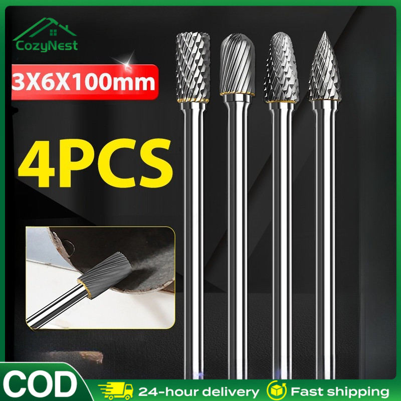Set 4 Pcs Mata Bor Tuner Panjang 10 cm Ukuran 3 mm x 6 mm untuk Porting