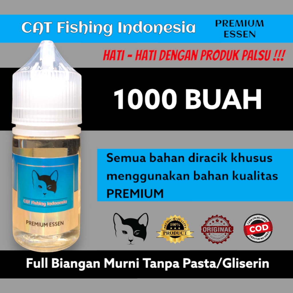 

CAT PREMIUM Essen Oplosan 1000 Buah Umpan Pancing Ikan Rame & Indukan 15ml 30ml