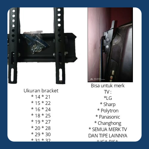 FLASH SALE 9.9 Bracket , Breket , Bricket LED TV 14-32 inchi , 14 sampai 32 inchi Kualitas Premium B