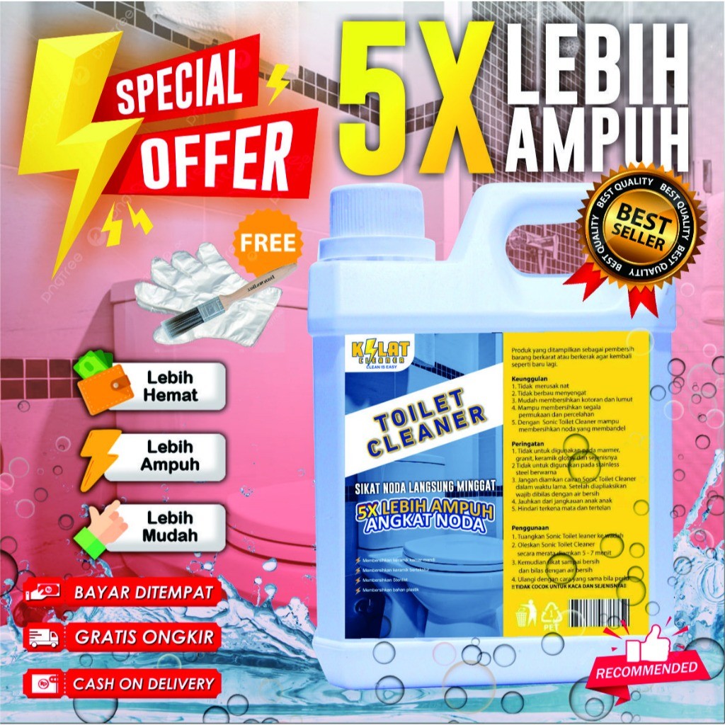 PSA KILAT Pembersih Kerak Toilet Kemasan 1000 ml / Toilet Cleaner Free Koas & Sarung Tangan