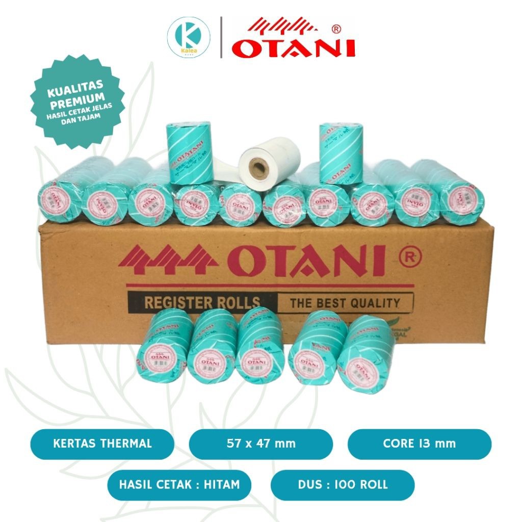 

Kertas Struk Kertas Thermal Roll 57x47 mm Core 13 OTANI Termal Kasir EDC Antrian Hasil Cetak Hitam Perdus: 100 roll
