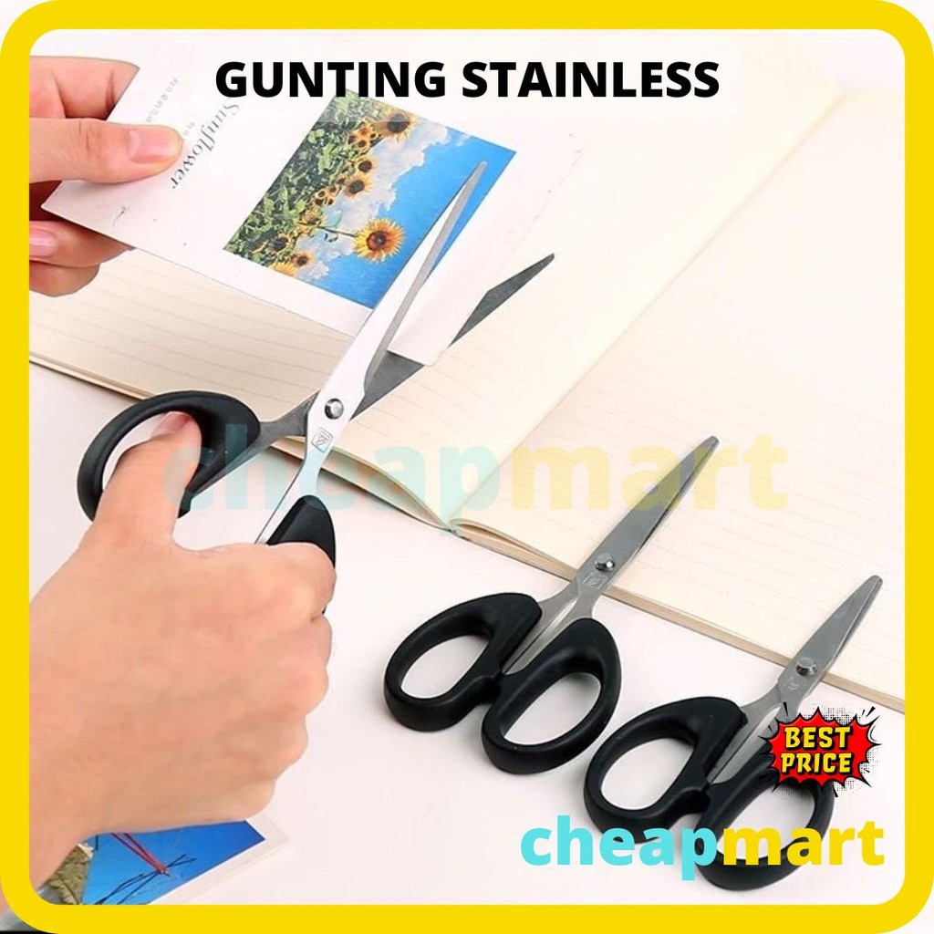 

Gunting stainless hitam S002/S003/S004 Office Scissors Alat pemotong barang serbaguna gunting kertas gunting kantor