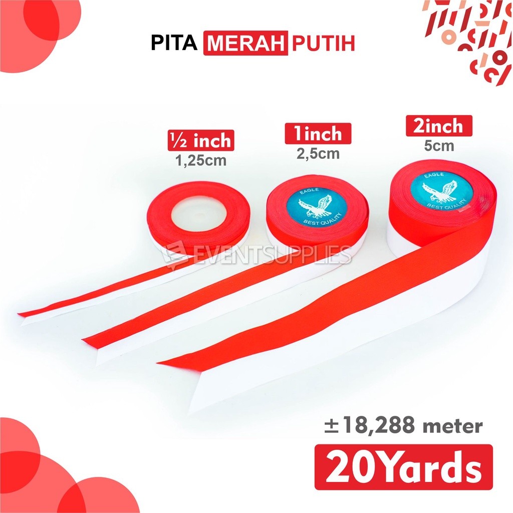 

VBAR - Pita Merah Putih Roll Kain Setengah / Satu / Dua Inch Besar Sedang Kecil MURAH