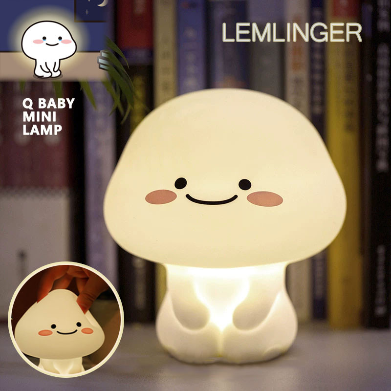 LEMLINGERWarm Light Quby Lampu Malam Silikon Tidur Quby Si Pentol Lamp Tidur Quby Star Moly Soft